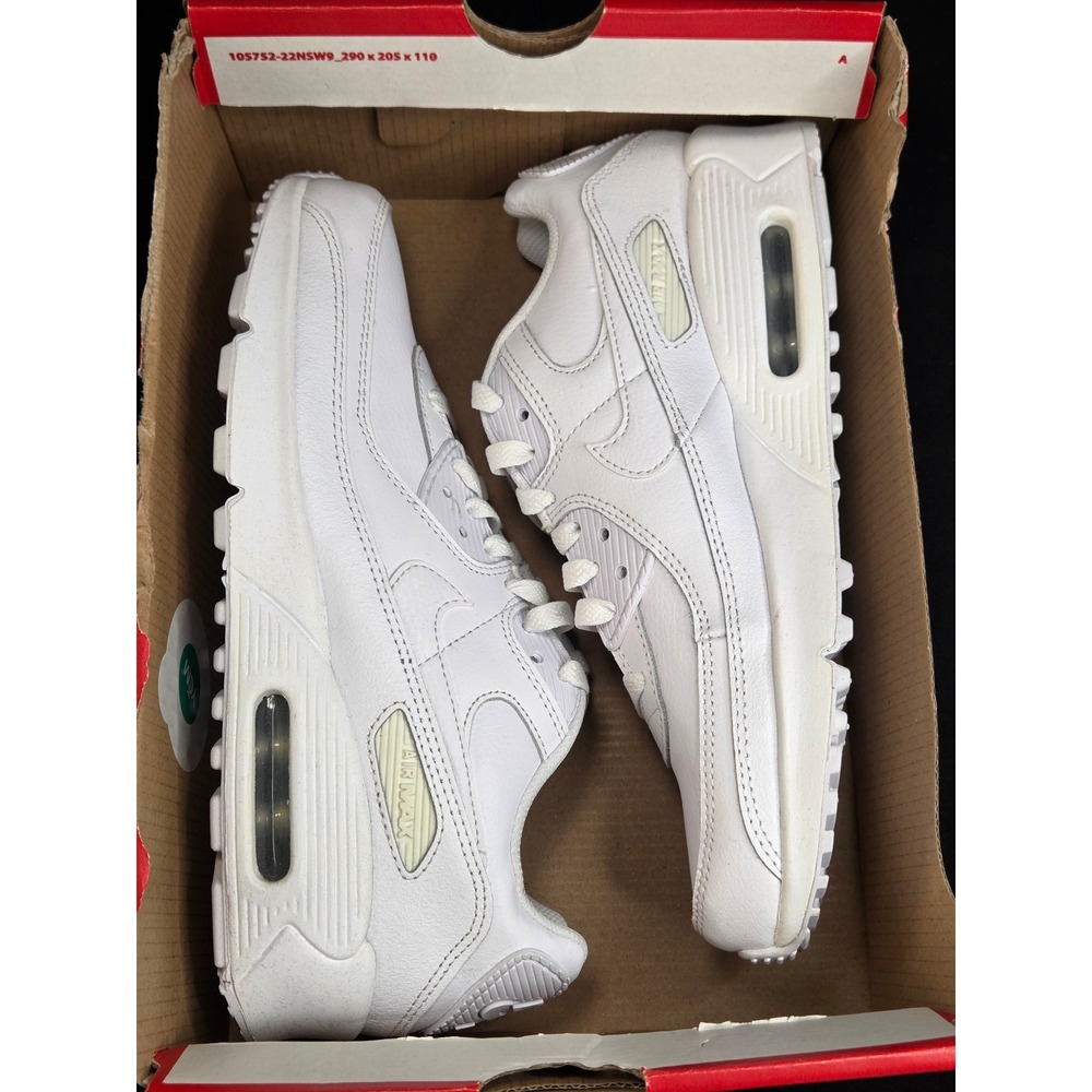 Nike Air Max 90 GS White Metallic Silver Sneakers HF6358-102 Boys 6.5Y Womens 8